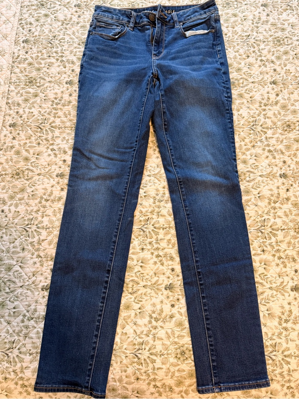American Eagle Outfitters Dark Blue Straight-Leg Jeans